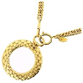 Chanel-*Chanel-Halskette Vintage-Lupenhalskette hier Markierung Matelasse-Motivkette Metall Gold GP CHANEL Damenaccessoires lange Halskette Marke VINTAGE HALSKETTE schönes antikes Gold-Golden