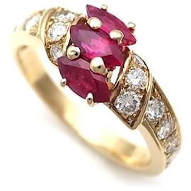 Boucheron-* Boucheron Rubin-Diamantring K18YG [Gebraucht] rosa-Pink