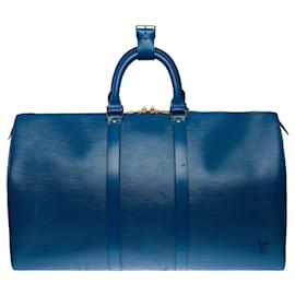 Louis Vuitton-LOUIS VUITTON Keepall Bag in Blue Leather - 101291-Blue