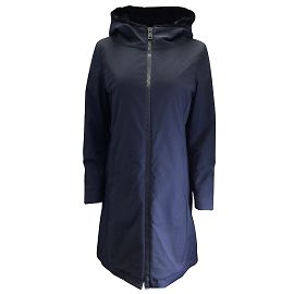 Casaco Parka Herno azul marinho com capuz e forro de pele sintética com zíper completo Azul