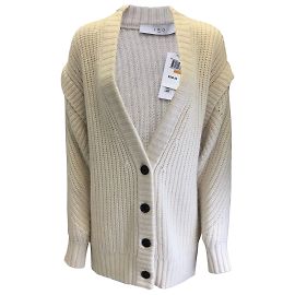IRO Ecru Adison Übergroßer Strickjacke-Strickpullover aus Merinowolle Roh