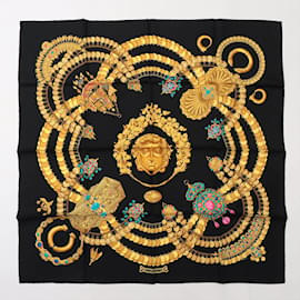 Hermès-Carré 90 Kosmima Universes Silk Black & Gold-Multiple colors