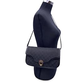 Gucci-Bolsa de ombro conversível em lona preta vintage com monograma-Preto