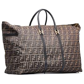Fendi-Fendi Brown Zucca Travel Bag-Brown,Black