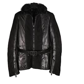 Gucci-Increíble abrigo de piel de Gucci con cinturón.-Negro