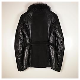 Gucci-Increíble abrigo de piel de Gucci con cinturón.-Negro