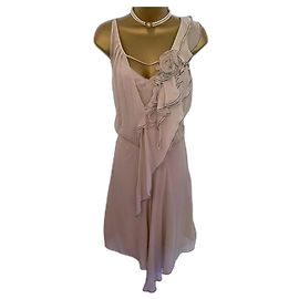 Vestido feminino de seda drapeado champanhe Karen Millen 10 US 6 eu 38 Cru