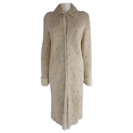Gianni Versace-Gianni Versace Embroidered Shearling Coat-Beige