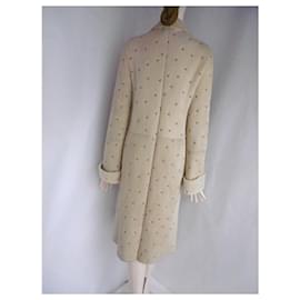 Gianni Versace-Gianni Versace Embroidered Shearling Coat-Beige