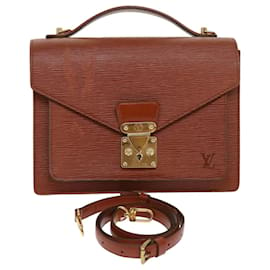 Louis Vuitton-Bolsa de mão LOUIS VUITTON Epi Monceau marrom M52123 Autenticação de LV 46345-Marrom