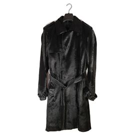 Amazing Alexander McQueen Fur trench coat Black