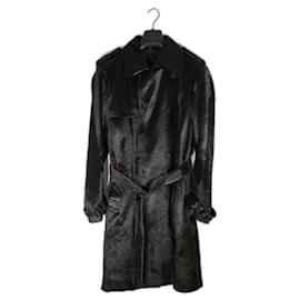 Alexander Mcqueen-Incroyable trench-coat en fourrure Alexander McQueen-Noir
