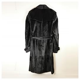 Alexander Mcqueen-Incroyable trench-coat en fourrure Alexander McQueen-Noir