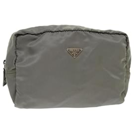 Prada-PRADA Pouch Nylon Gray Auth yb223-Brown