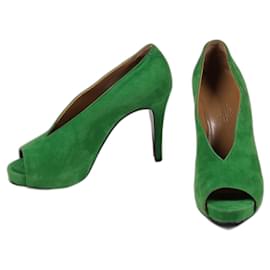 Hermès-Amazing Hermes Bamboo Suede heels-Green