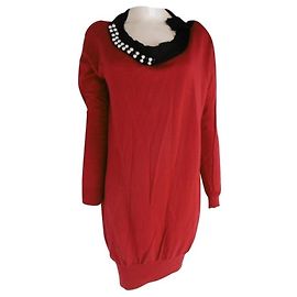 Robe pull en strass et perles Lanvin Rouge