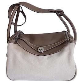 Hermès-Sac Hermes Lindy 34-Beige,Gris