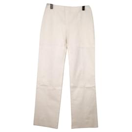 Loewe-Pantaloni Loewe in cotone bianco con cuciture anteriori e posteriori-Bianco