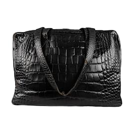 Autre Marque-GFF Croc-embossed Shoulder Bag-Black
