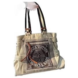 Louis Vuitton-Borsa shopper in tela Globe-Marrone,Beige