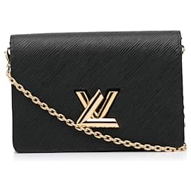 Louis Vuitton-Louis Vuitton Black Epi Twist Belt Chain Wallet-Black