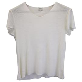 Armani-Armani Collezioni Short Sleeve Knitted Top in White Viscose-White