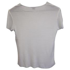 Armani-Armani Collezioni Short Sleeve Knitted Top in White Viscose-White