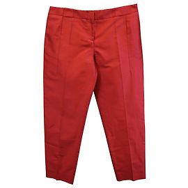 Pantalón Giorgio Armani Tapered de seda de algodón rojo Roja