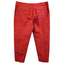 Giorgio Armani-Pantaloni affusolati Giorgio Armani in seta di cotone rossa-Rosso