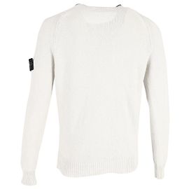 Jersey de punto con cuello redondo en algodón color marfil de Stone Island Blanco Crudo