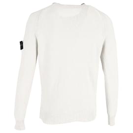Stone Island-Stone Island Crew-neck Knit Sweater in Ivory Cotton-White,Cream