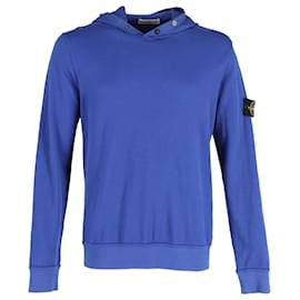 Stone Island-Stone Island Hooded Sweatshirt in Blue Cotton-Blue
