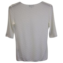 Emporio Armani-Emporio Armani Half-sleeve Textured Knit Top in White Viscose-White