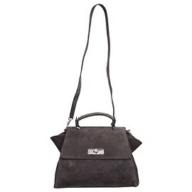 Bolsa de ombro Giorgio Armani Twist-lock em camurça de couro de bezerro cinza Cinza