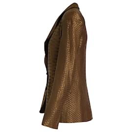 Yves Saint Laurent-Saint Laurent Textured Dropped Shoulder Blazer in Brown Wool Silk-Brown