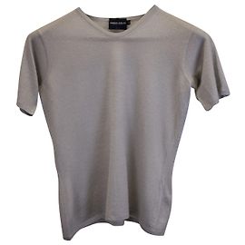 Giorgio Armani Kurzarm-T-Shirt aus grauem Kaschmir Grau
