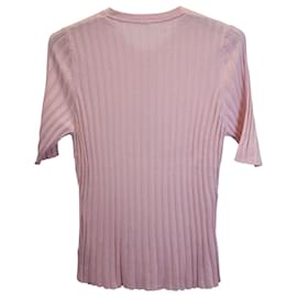 Adam Lippes-Adam Lippes Haut côtelé Henley en soie rose-Rose