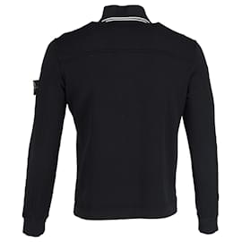 Stone Island-Stone Island Half Zip Sweatshirt in Black Cotton-Black
