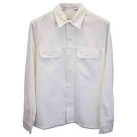 Sandro-Sandro Paris Chemise boutonnée à deux poches en coton blanc-Blanc