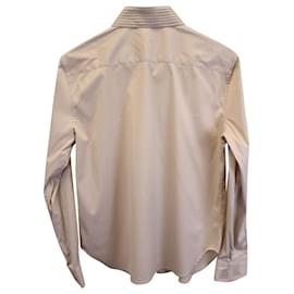 Armani-Armani Collezioni Pleated Detail Shirt in Beige Cotton-Beige