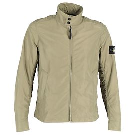 Stone Island High Neck Front Zip Jacket in Khaki Polyester Green Khaki