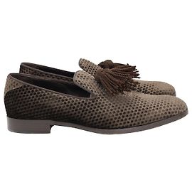 Jimmy Choo Mocassins à pompons Foxley en velours marron Marron