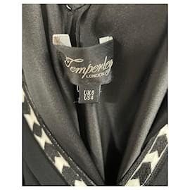 Temperley London-Neckholder-Maxi-Abendkleid aus schwarzer Seide mit Besatz von Temperley London-Schwarz