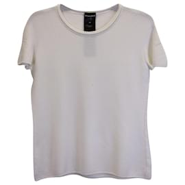 Giorgio Armani-T-shirt a maniche corte testurizzata Giorgio Armani in viscosa bianca-Bianco