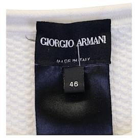Giorgio Armani-T-shirt a maniche corte testurizzata Giorgio Armani in viscosa bianca-Bianco