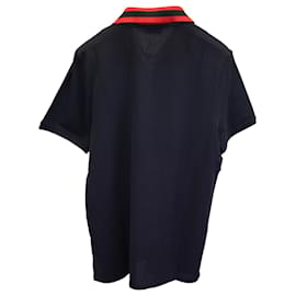 Sandro-Sandro Paris Stripe-collar Polo Shirt in Black Cotton-Black