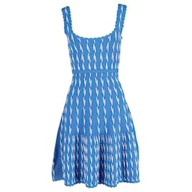 Alexander Mcqueen-Alexander Mcqueen Fluted Knit Dress in Blue Print Rayon-Other