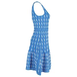 Alexander Mcqueen-Alexander Mcqueen Fluted Knit Dress in Blue Print Rayon-Other