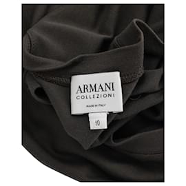 Armani-Camiseta Armani Collezioni Crewneck em viscose verde oliva-Verde,Verde oliva
