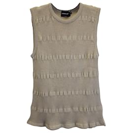 Giorgio Armani-Giorgio Armani Crew Neck Crop Top in Beige Cashmere-Brown,Beige